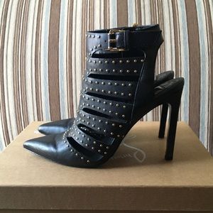 Dolce Vita Gold Studded Black Leather Booties 6.5